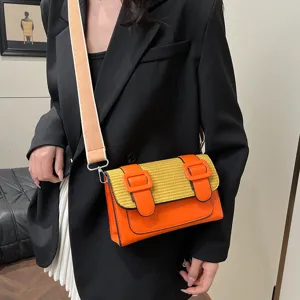 2025 spring new fashion colorblock satchel minimalist commuting shoulder crossbody bag
