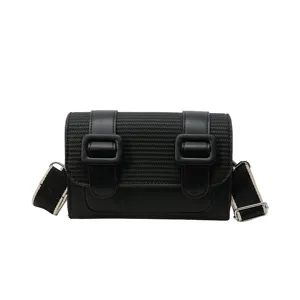 Black fashion patchwork Cambridge bag, simple commuter single shoulder crossbody small square bag.