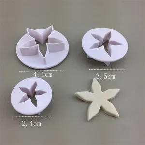 Ensemble d'emporte-pièces piston fleur étoile en plastique pour gâteau fondant et argile.