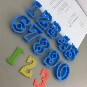 Large 0-9 plastic number cookie molds, durable fondant pastry and clay cutting tools for baking.