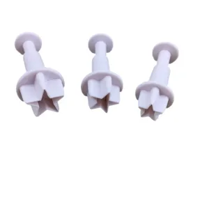 Lot de 3 emporte-pièces poussoirs étoile blanche en plastique pour pâtisserie et argile.