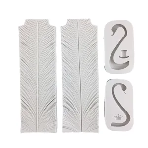 Juego de moldes de silicona con elegantes diseños de cuello de cisne y plumas para pasteles.