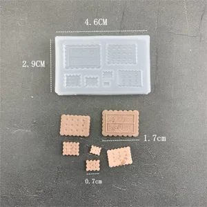DIY mini biscuit silicone mold set for resin clay craft, miniature food making accessories.