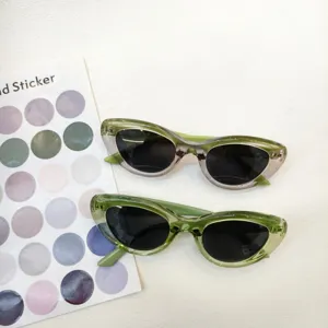 Kids polarized cat eye sunglasses retro fashion gradient green sun glasses for boys and girls