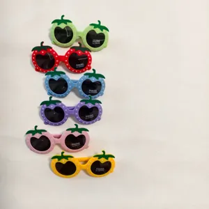 Kids cute strawberry shape polarized sunglasses, colorful fruit frame eyewear for kids.