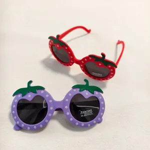 Cute kids strawberry polarized sunglasses, UV400 protection cartoon eyewear for boys and girls.