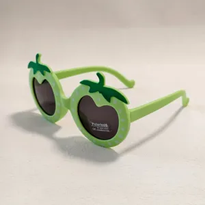 Kids cartoon strawberry sunglasses with UV400 protection polarized lenses for cute daily wear.