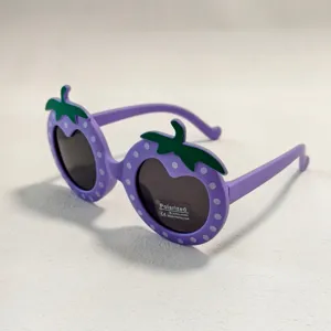 Kids cartoon strawberry sunglasses purple UV400 polarized cute eyewear for boys and girls