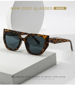 Fashion cat-eye polygon sunglasses for women, vintage leopard print oversized frame shades.