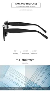 Stylish black polygon cat-eye sunglasses for women and men, fashion street snap eyewear.