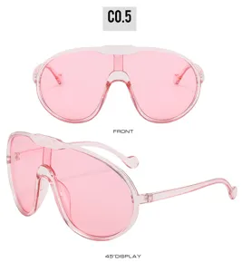 Occhiali da sole maschera oversize alla moda montatura rosa trasparente sport ciclismo