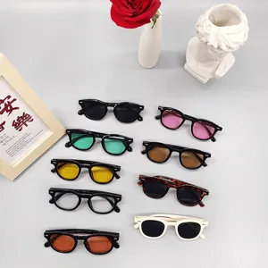 Trendvolle Kinder Zonnebril Vintage Rond Frame Transparante Lens Zonneschutz Brillen Voor Jongens Meisjes Outdoor Reizen Decoratieve Bril