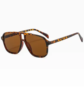 Vintage Schildpatt Doppelsteg Oversized Piloten Sonnenbrille fuer Damen und Herren.