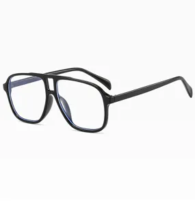 Große Retro Doppelsteg Brille, klassischer schwarzer dicker Rahmen Mode Brillen Stil.