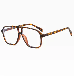 Große Schildpatt Doppelsteg Vintage Brille Mode klare Gläser Unisex Brillengestell.