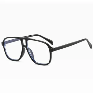 Retro Doppelsteg Brille mit grossem Rahmen fuer Damen und Herren modische klare Brillen