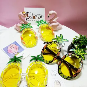 Grappige Ananas Vorm Feest Zonnebril Hawaïaans Strand Tropische Noviteit Bril Creatieve Fruit Decoratie Bril Verjaardag Podium Kostuum Rekwisieten