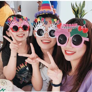 Fun birthday party glasses novelty cute cupcake design photo booth props for celebration.