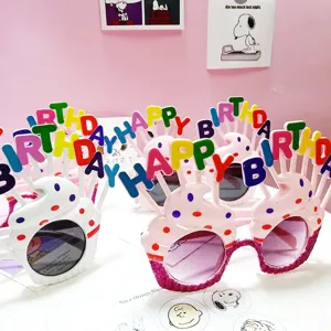 Happy birthday party novelty cupcake sunglasses with vibrant colorful letter decorations