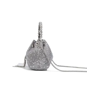 Luxus Strass Abendtasche Damen Funkelnde Kristall Eimer Handtasche Acryl Metallkette Umhängetasche