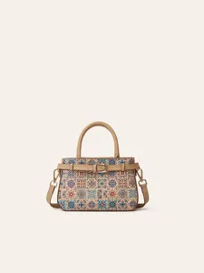 Ethnic Printed Cork Women Handbag Vintage Geometric Pattern Shoulder Crossbody Bag Casual Top Handle Bag Fashion Purse