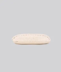 Handcrafted crochet cotton woven pouch bag in creamy white, ideal for beach or daily casual use.