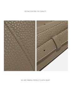 Detailed view of women's stylish leather shoulder bag showing exquisite stitching texture.