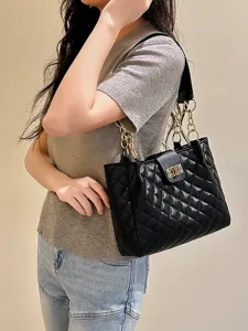 Woven Straw Tote Bag For Women Large Capacity Casual Shoulder Bag Fashion Chain Crossbody Handbag Summer Beach Bag