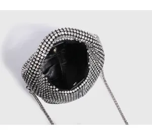 Women rhinestone crossbody bag luxury evening sparkling shoulder bag chic silver chain purse