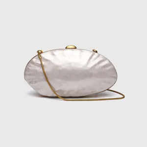 Borsa da Sera in Acrilico con Motivo Marmo Francese Pochette a Forma di Conchiglia Con Manico a Catena in Metallo Dorato Borsa da Festa per Donna