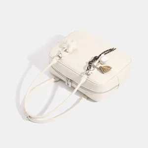Bolso de mano retro blanco crema gran capacidad bolso de hombro casual para mujer
