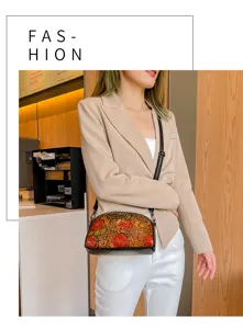 Detailed view of vintage embossed floral cross-body leather bag showcasing exquisite craftsmanship.