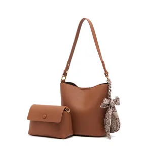 Women's PU Leather Bucket Bag Large Capacity Mother And Child Bag Shoulder Crossbody Bag