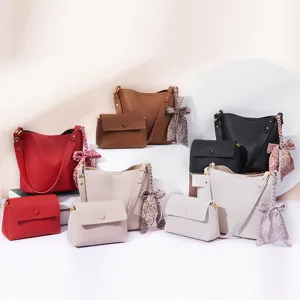 Stylish bucket bag set for women, large capacity shoulder crossbody bag for spring 2025.
