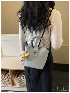 Stylish minimalist women bucket bag large capacity leather shoulder bag for commuting summer new