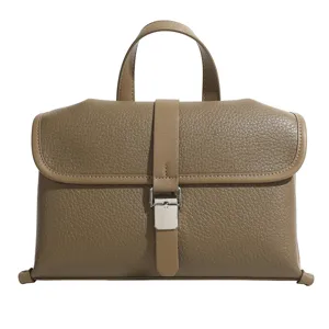 Women brown leather commuter handbag top handle bag stylish versatile casual shoulder bag main view