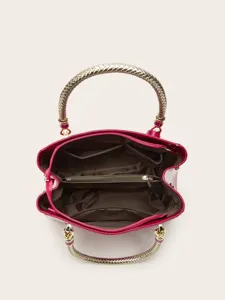 Stylish patent leather handbag with braided gold handles, large capacity tote bag for women.