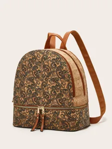 Sac à dos vintage en liège pour femme, imprimé cachemire ethnique sac de voyage décontracté.