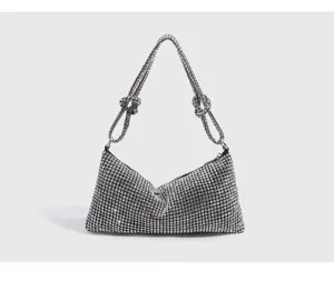 Sparkling rhinestone underarm bag, crystal evening shoulder bag for women party and wedding.