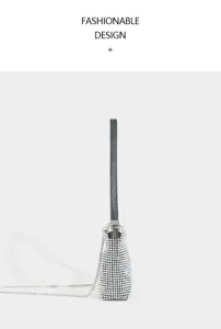 Detailed view of women rhinestone shoulder bag with crystal surface and leather strap.