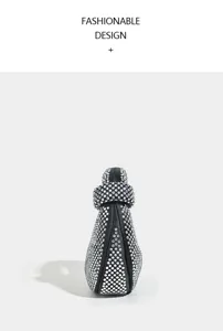 Black rhinestone dumpling handbag for women, elegant sparkling evening party crystal purse.