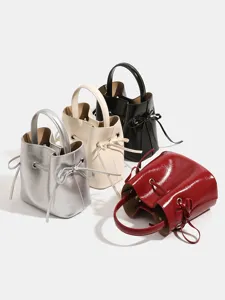 Women fashion bucket bag versatile PU leather handbag trendy shoulder bag for daily use