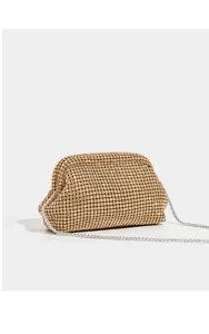 Borsa da sera scintillante in strass da donna, pochette elegante con catena argentata.