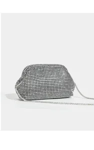 Borsa pochette scintillante in strass da donna, elegante borsa a tracolla da sera con catena.