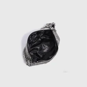 Elegant handmade rhinestone shoulder bag underarm hobo evening bag for women sparkling design.