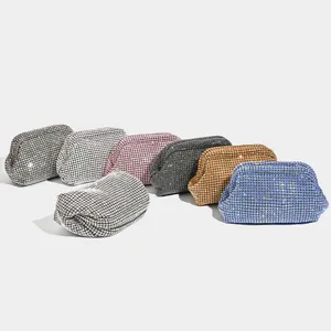 Borsa pochette in strass brillante, elegante borsa da sera in cristallo, borsa di lusso.