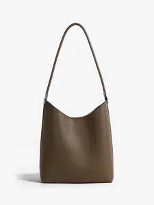 Women PU Leather Tote Bag Large Capacity Casual Commuter Hobo Shoulder Bag Solid Color Simple Daily Handbag