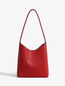 Stylish red leather shoulder bag for women, premium minimalist design for daily commute.