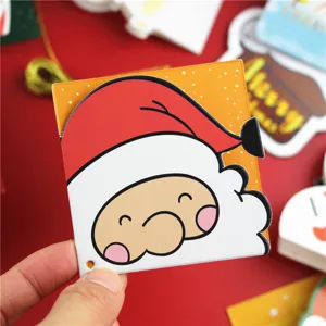Mini cartone animato Babbo Natale forma biglietto auguri regalo etichetta