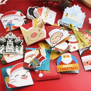 Mini Cartone Animato Biglietti di Auguri Appendere Natale Set Multicolore Sagomati Carta Babbo Natale Pupazzo di Neve Cartellini Biglietti Invito Con Cordoncino Metallico Festa
